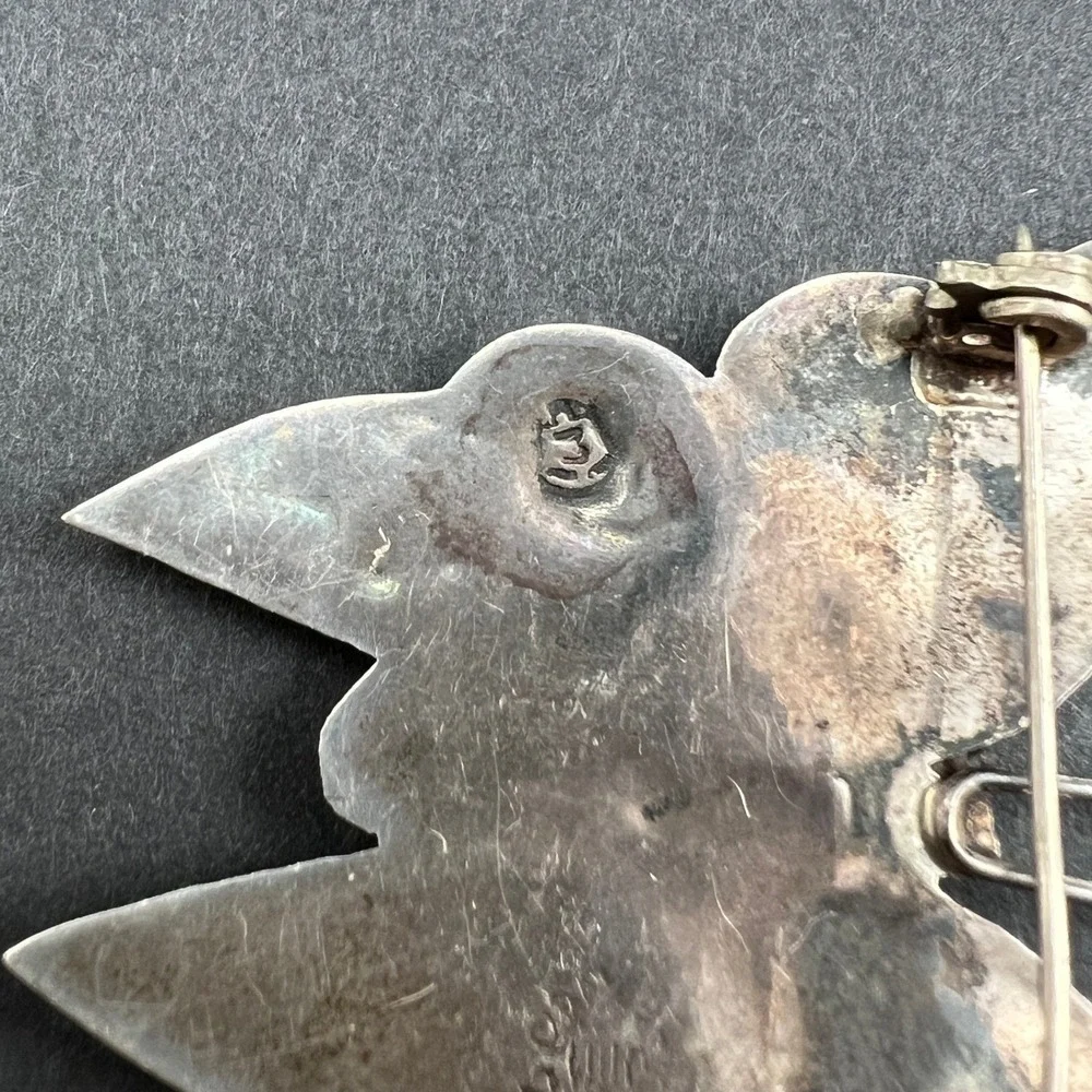 Vintage Butterfly Brooch Mexico Sterling Silver Abalone Shell Insect 2